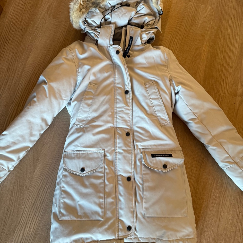 Canada Goose Beige Hooded Puffer Jacket